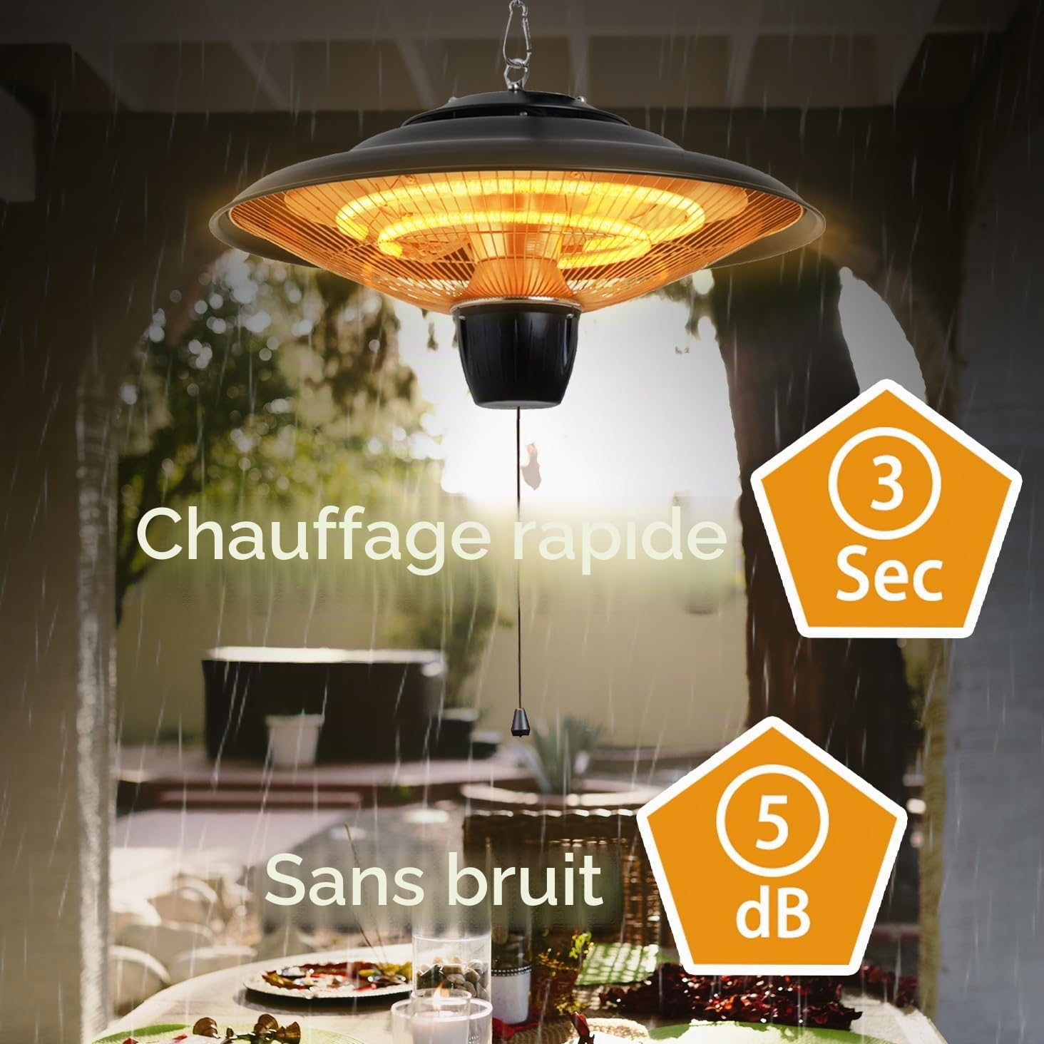 DONYER POWER Chauffage extérieur pour jardin, terrasse, chauffage halogène 800 W et 2000 W pour serre et tente