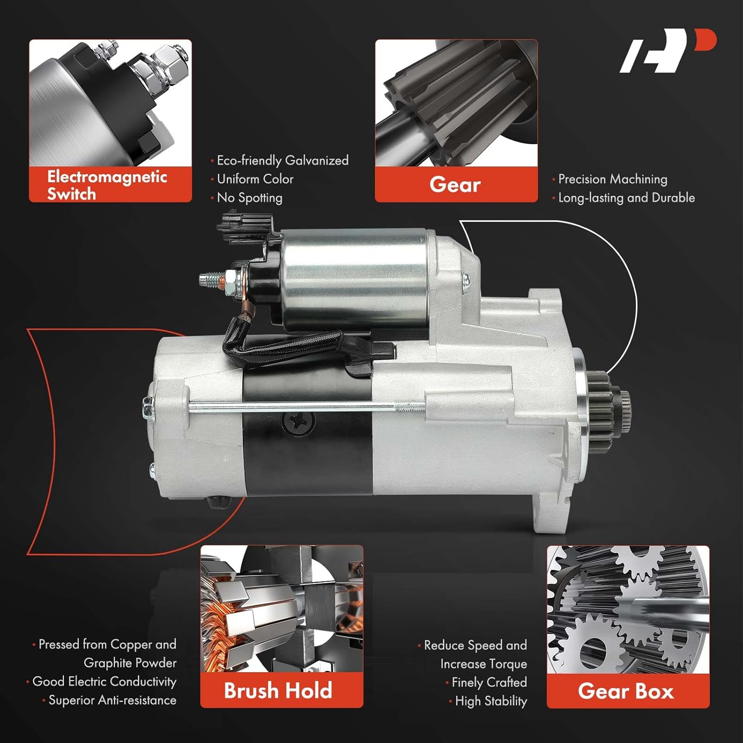 A-Premium Starter Motor Compatible with Chevrolet Malibu 2016, Cruze 2016 & Buick Encore 2016, 1.4L 1.5L, 12V 2.0 KW 17-Teeth Clockwise, Replace# MPA12458