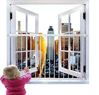 Fenstersicherung, Fairy Baby Fenstergitter Sicherheitsgitter Gitter, Ausziehbar, zur Montage in der Fensterlaibung (31.50 "-36.22", White)