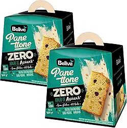 Kit 2 Panetone Belive Frutas Cristalizadas Zero Açúcar 420g
