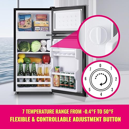 Miniatura 5 de Mini refrigerador con congelador superior, tamaño de apartamento, doble puerta, compacto, pequeño refrigerador para uso personal, mini refrigerador