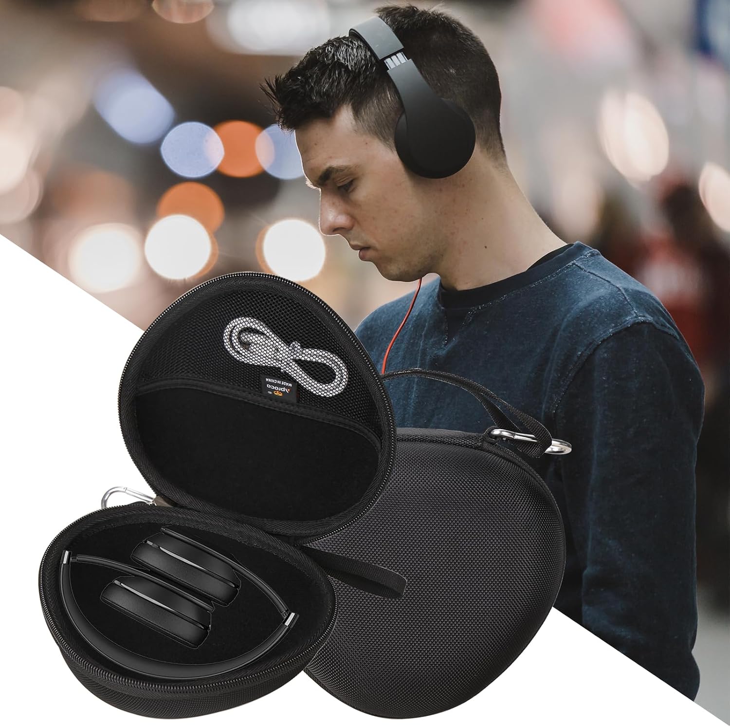 Aproca Black Headphone Case for Beats Studio Pro/Beats Solo 4 / Beats Solo3 / Beats Studio3 Wireless On-Ear Headphones -Portable Storage Headset case