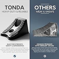 Vista 4 de TONDA Cuña de rueda de alta resistencia para automóvil, remolque de viaje, 8 x 4.7 x 4.7 pulgadas, paquete de 4, color negro