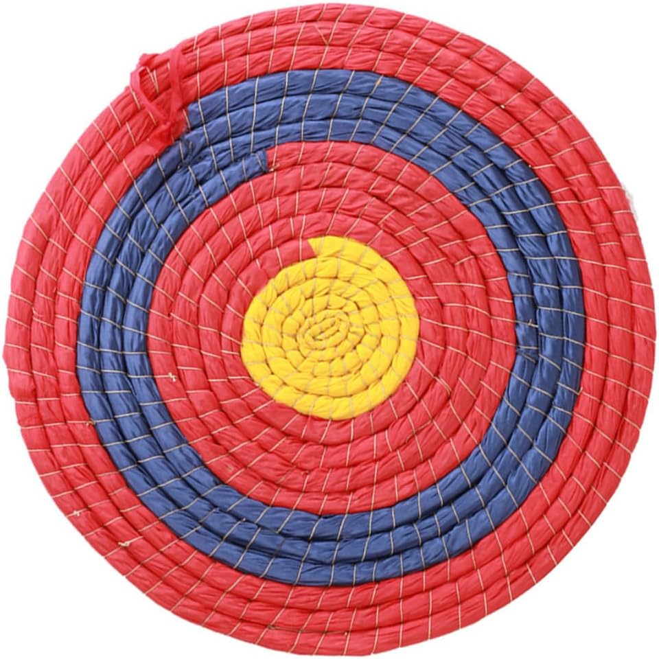Traditional Hand Knitted Straw Archery Target with Coloured Rope Durable Full Ring Design for Outdoor Shooting Practice Present for Archery Enthusiasts