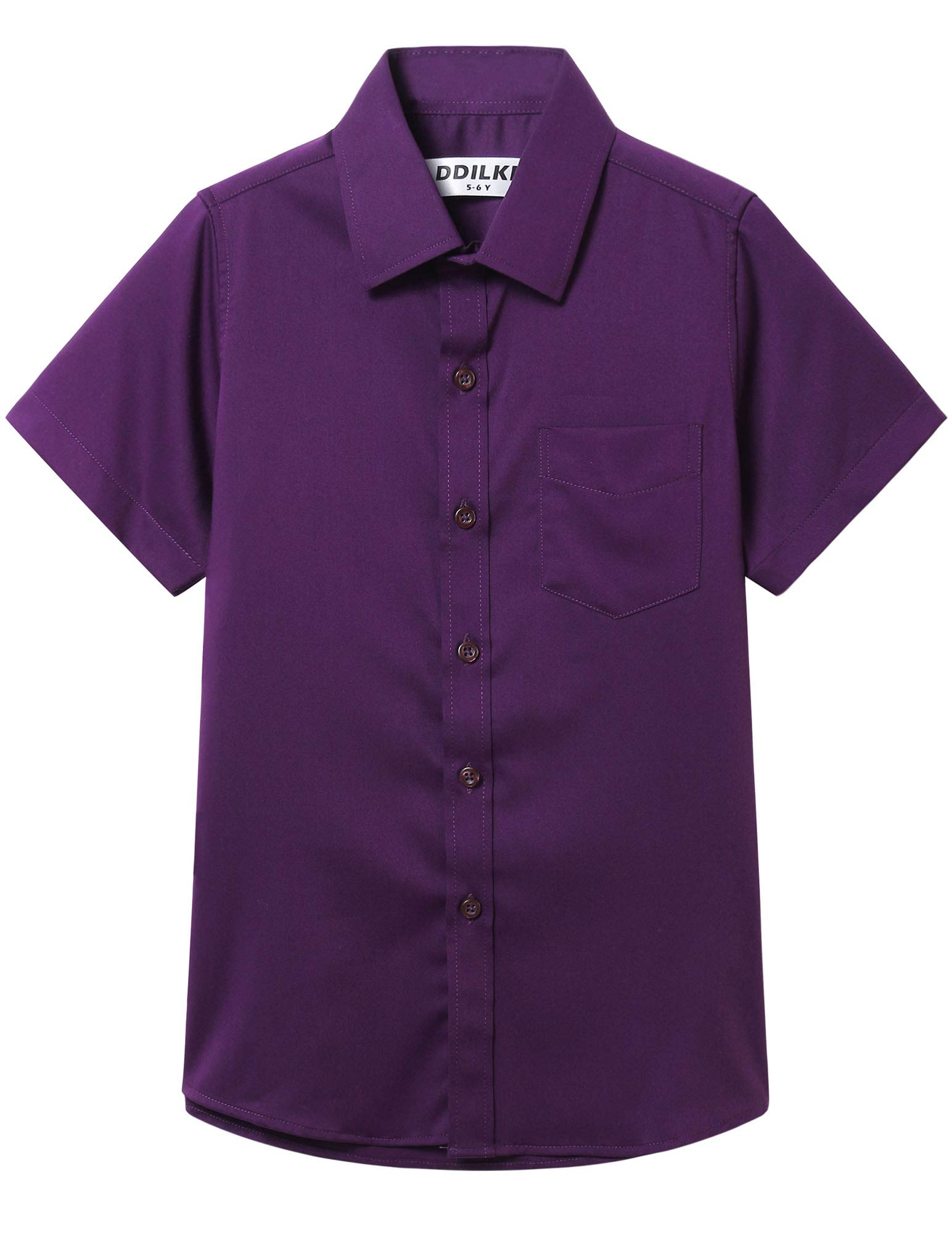 DDILKE Camisa escolar de manga corta para niño, uniforme liso, ajuste regular
