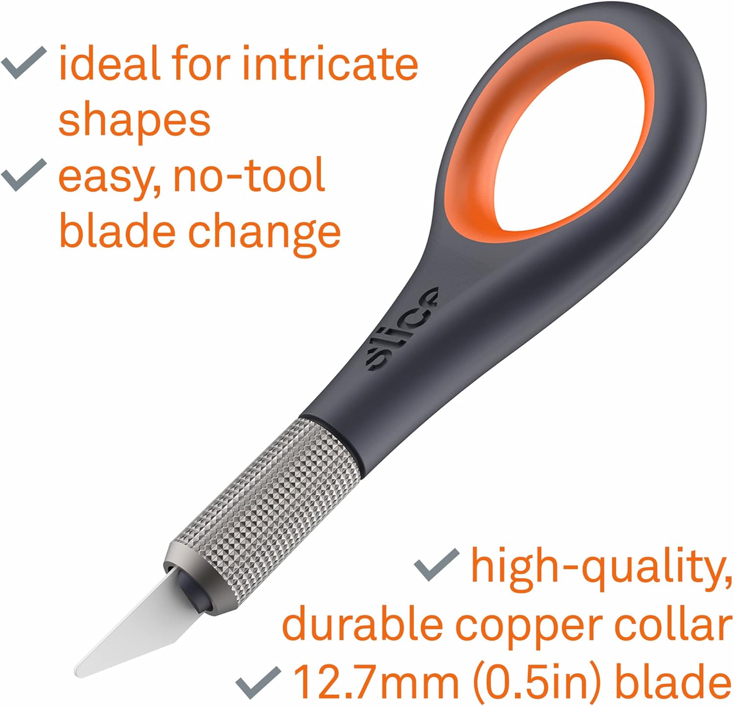 Slice 10580 Precision Knife, Unique Handle with Finger Grip, Precise Control, Detailed Cuts, Finger Friendly, Lasts 11x Long as Stainless Steel , Black : Arts, Crafts & Sewing