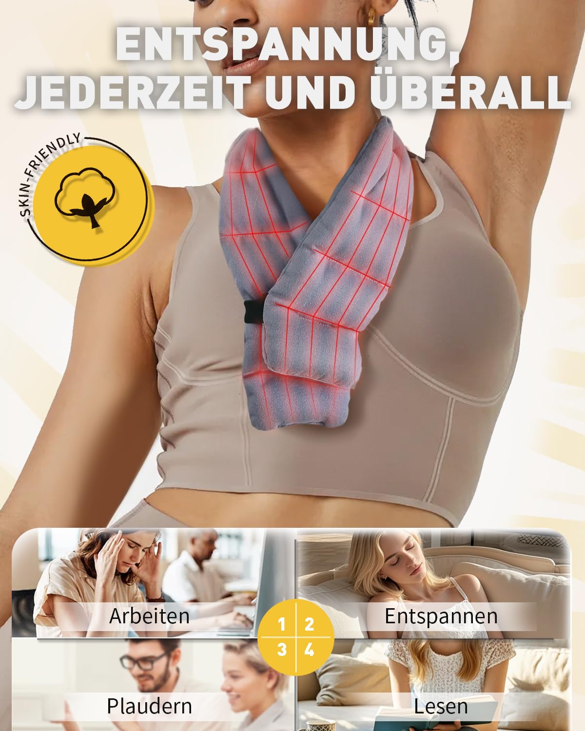 Kirschkernkissen Nacken und Schulter für Mikrowelle, Wärmekissen Nacken Körnerkissen, Körnerkissen Nacken Schulter