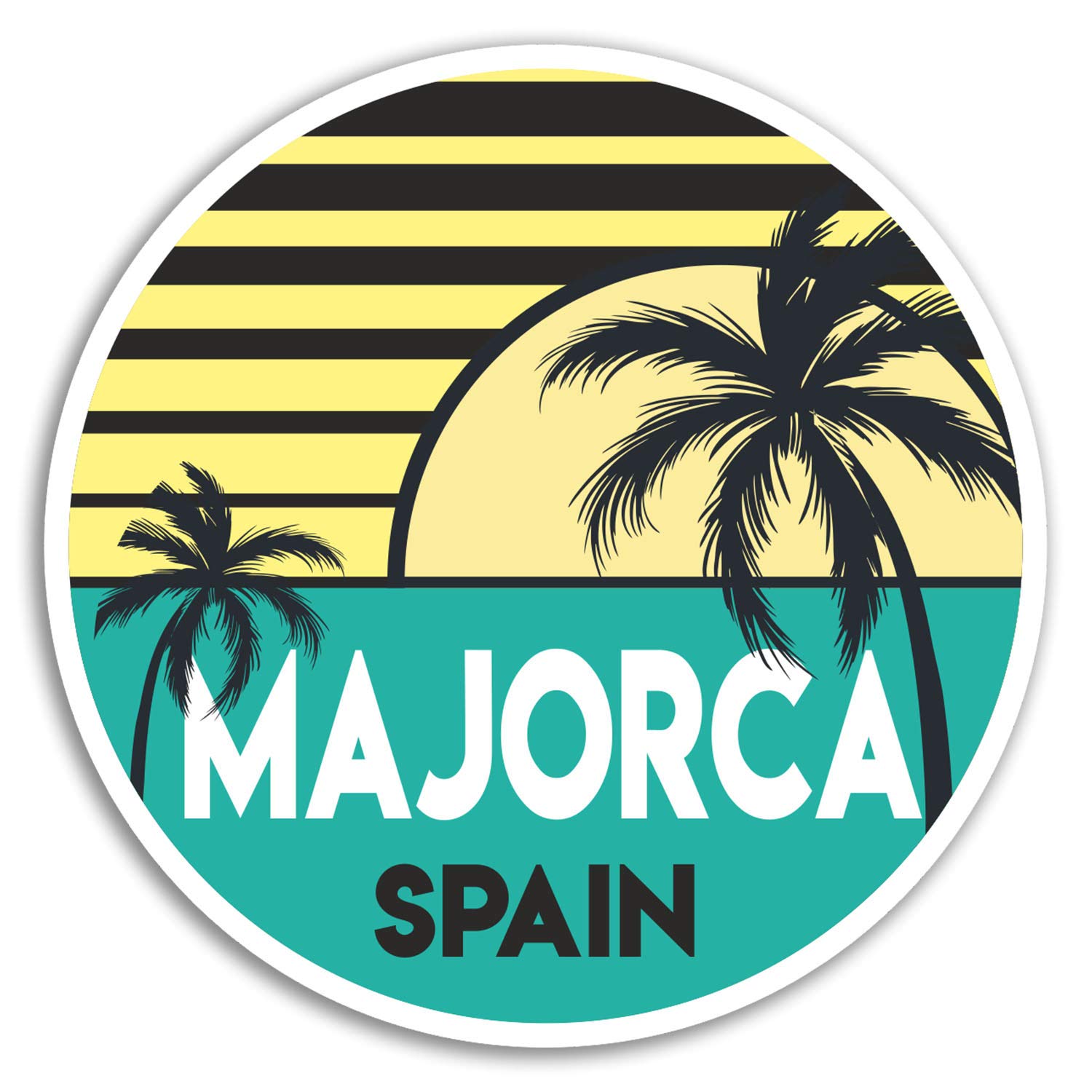 Destination Vinyl Ltd Multi 2 X 10Cm Majorca Spain Vinyl Stickers - Fun Travel Sticker Laptop Luggage #18540 (10Cm Wide)
