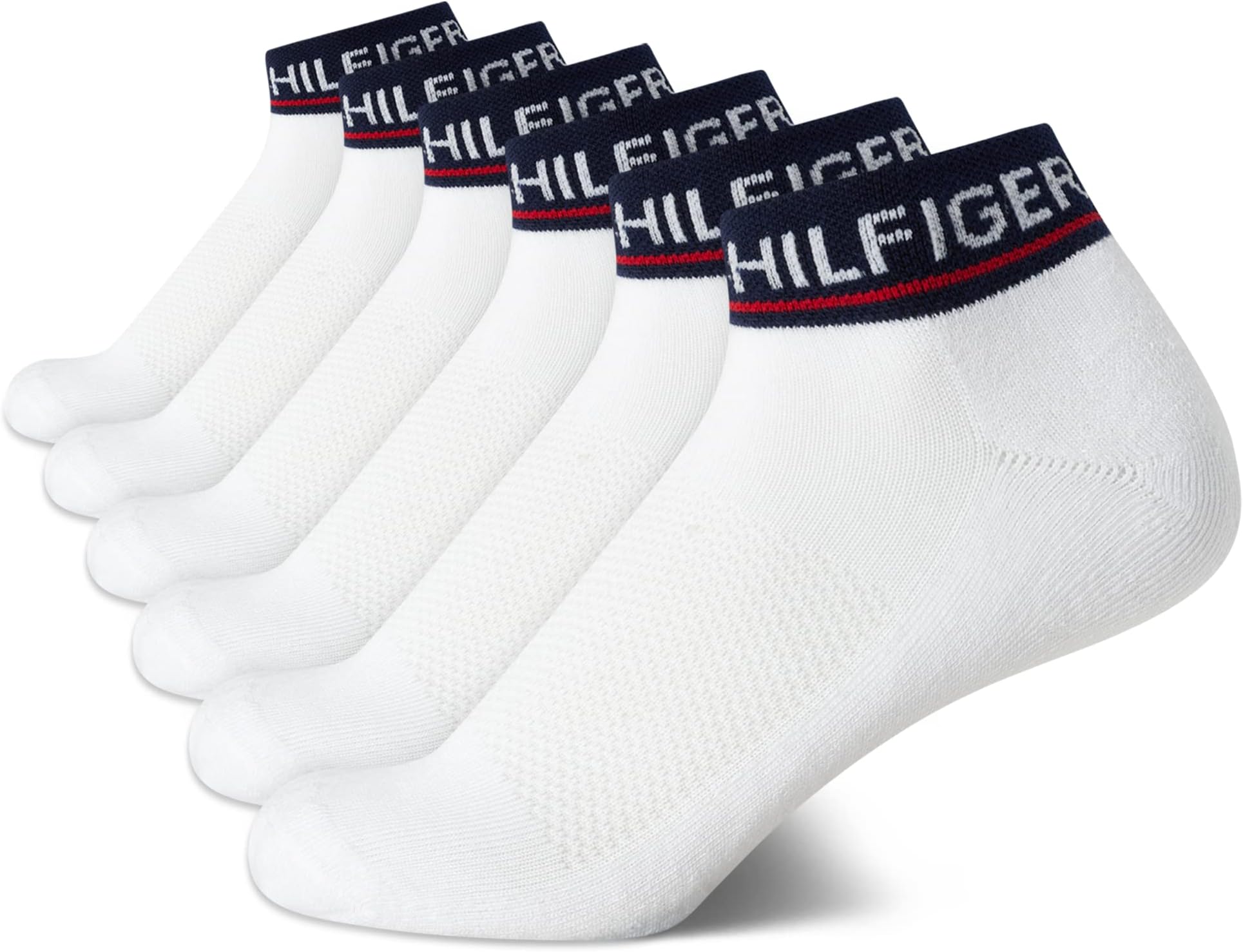 Tommy Hilfiger Womens 6 Pack Cotton Blend Cushioned Quarter Ankle Socks