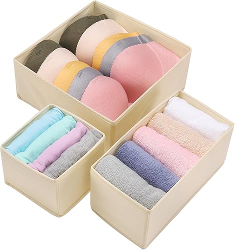 Delagor Organizador plegable de cajones de cómoda, organizador de ropa interior, caja de almacenamiento plegable de tela, divisor, organizador de