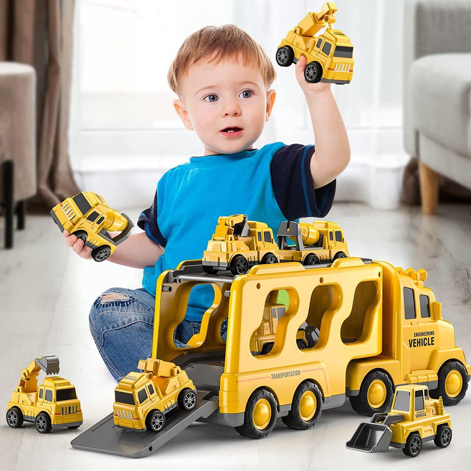 Transport Truck Toy, 5 in 1 Toddler...