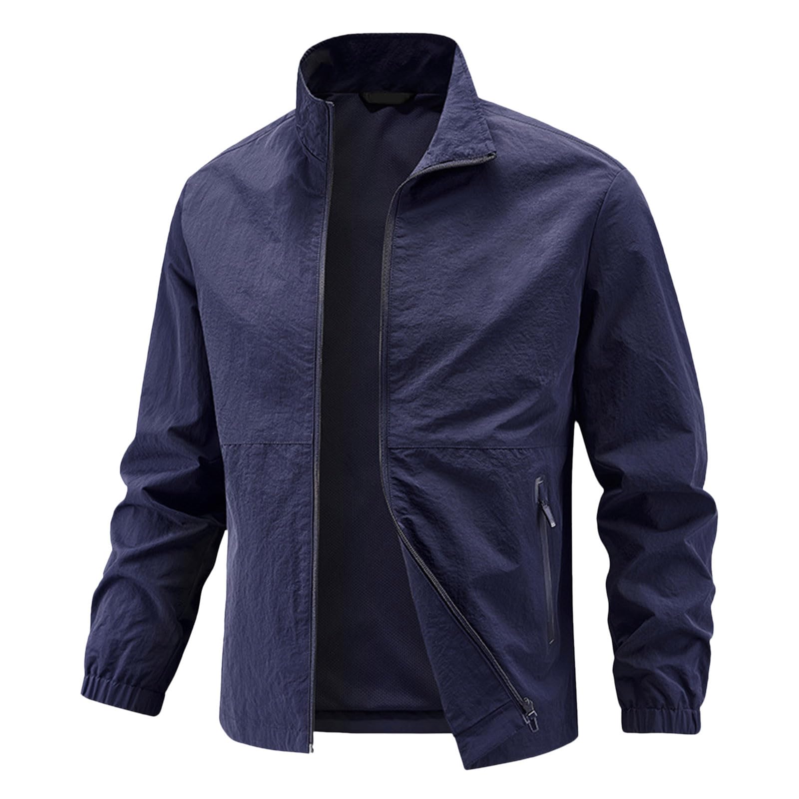 Generisch Damen Lederjacke Herren Freizeitjacke Leichte Stretch-Arbeitskleidung Frühling Atmungsaktive Lockere Passform Stehkragen Reißverschluss Oberbekleidung Für Den Alltag Outdoor Wandern
