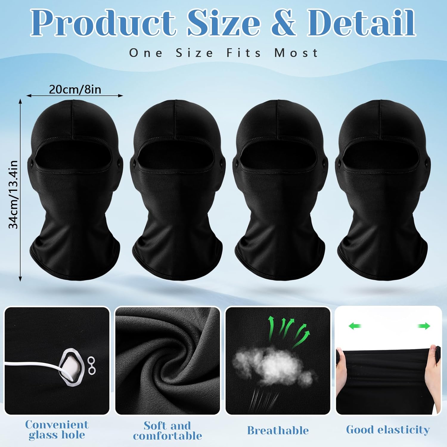 4 Pcs Winter Balaclava Winter Weather Neck for Boy Girl Youth Skiing Snowboarding Cycling - Image 3