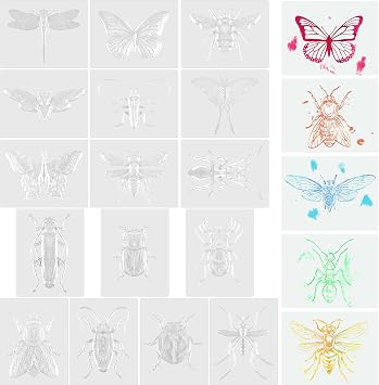 Feifeiya 16 Pcs Insects Rubbing Plates Insects Butterfly Dragonfly Ladybug Ant Texture Plates for Home Classroom Art, 16 Style