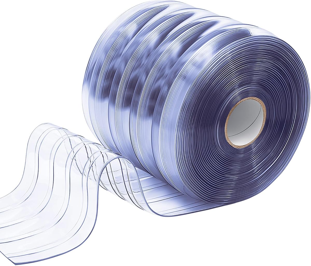 Moukeren Plastic Curtain Strips, 82 ft x 8 in Clear PVC Strip Curtain Roll, Heavy Duty Plastic Insulated Freezer Door Strips for Commercial, Walk-in Cooler, Garage, Warehouse, 0.08" Thickness