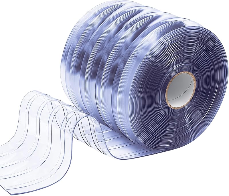 Moukeren Plastic Curtain Strips, 82 ft x 8 in Clear PVC Strip Curtain Roll, Heavy Duty Plastic Insulated Freezer Door Strips for Commercial, Walk-in Cooler, Garage, Warehouse, 0.08" Thickness