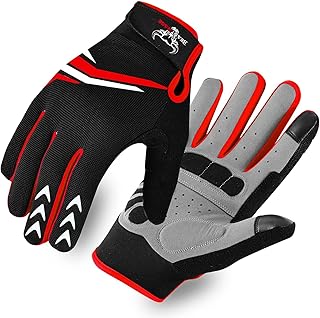 BEAST RAGE Guantes de Ciclismo de Dedos Enteros con Acolchado para Hombres Mujeres, Antideslizantes, amortiguadores, Transpirables, táctiles Guantes de Ciclismo de montaña para BMX