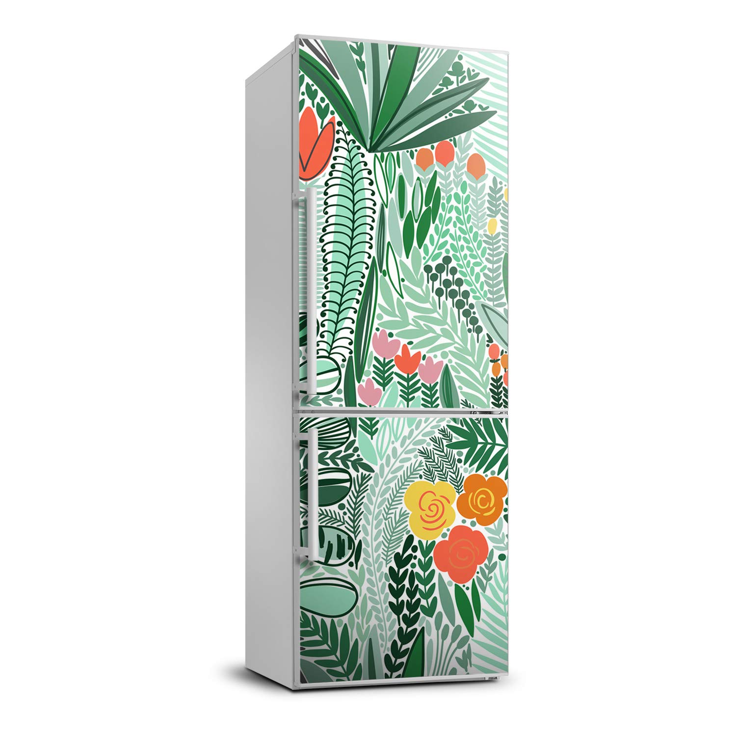 Pegatinas nevera autoadhesivas 70x190 cm película lavable flores tropicales