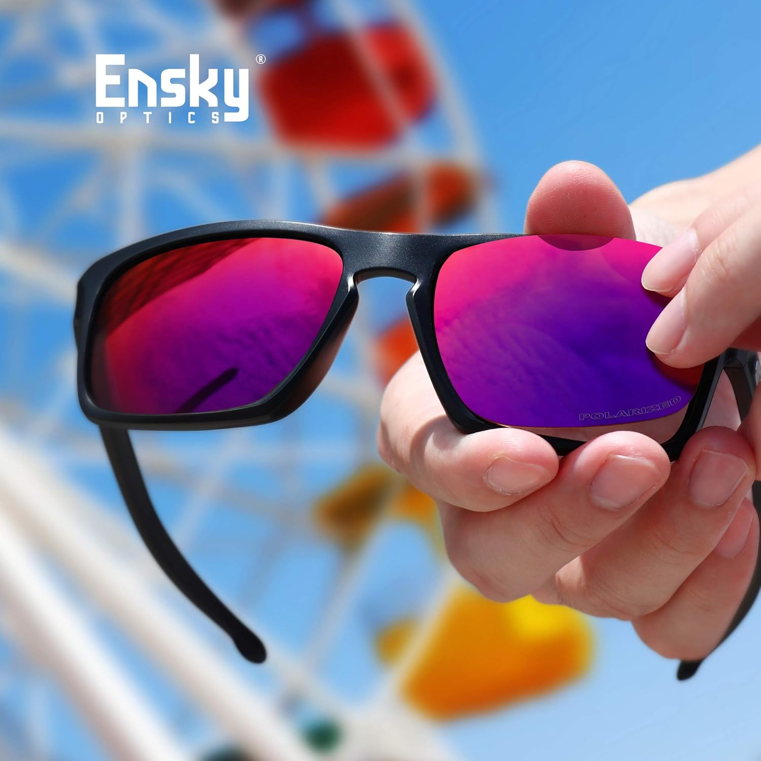 Ensky HardyShield Replacement Lenses for Oakley Flak Jacket XLJ OO9009 63mm Sunglasses - Crimson Lake