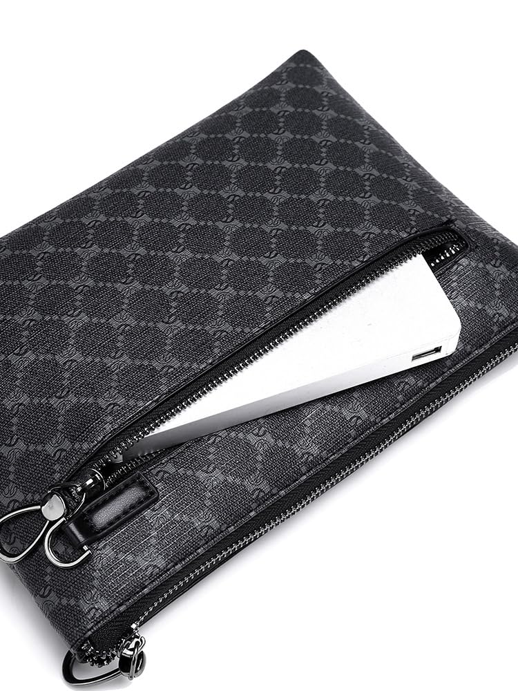 Pochette da uomo per pendolari d'affari - Pelle PU di grande capacità con motivo scozzese