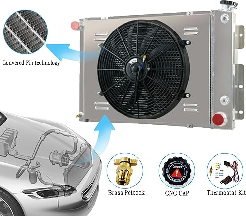 Miniatura 3 de Ventilador de cubierta de radiador de 4 filas para Chevy Camaro Pontiac Firebird 5.7L V8 1967-1969 para Chevy CamaroPontiac Firebird V8 67-68-69