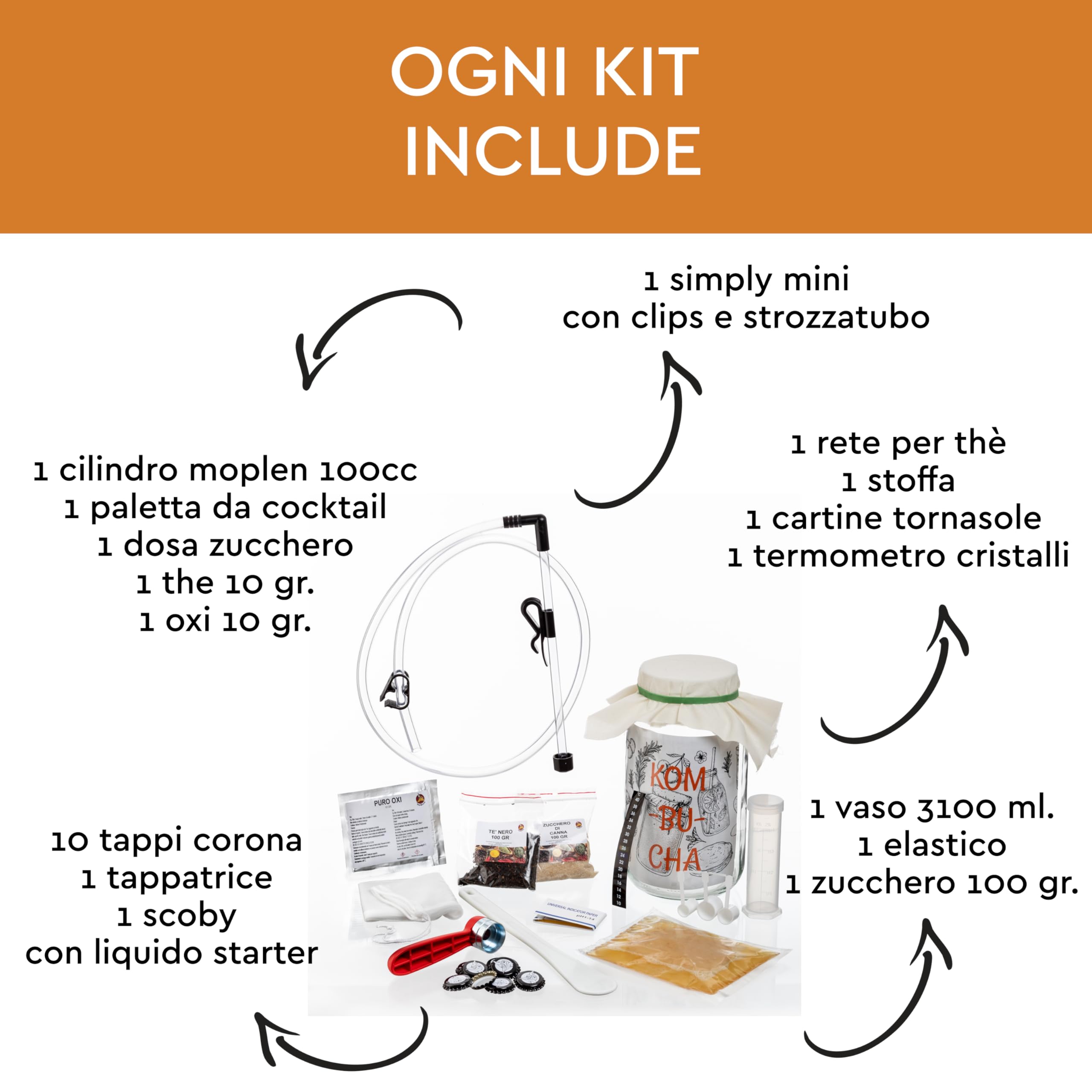 Beer & Wine Kit Preparazione di Kombucha in Casa, Bevanda Kombucha Artigianale, Starter Kombucha fai-da-te,Tè e Zucchero per Bevanda Kombucha Fatta in Casa