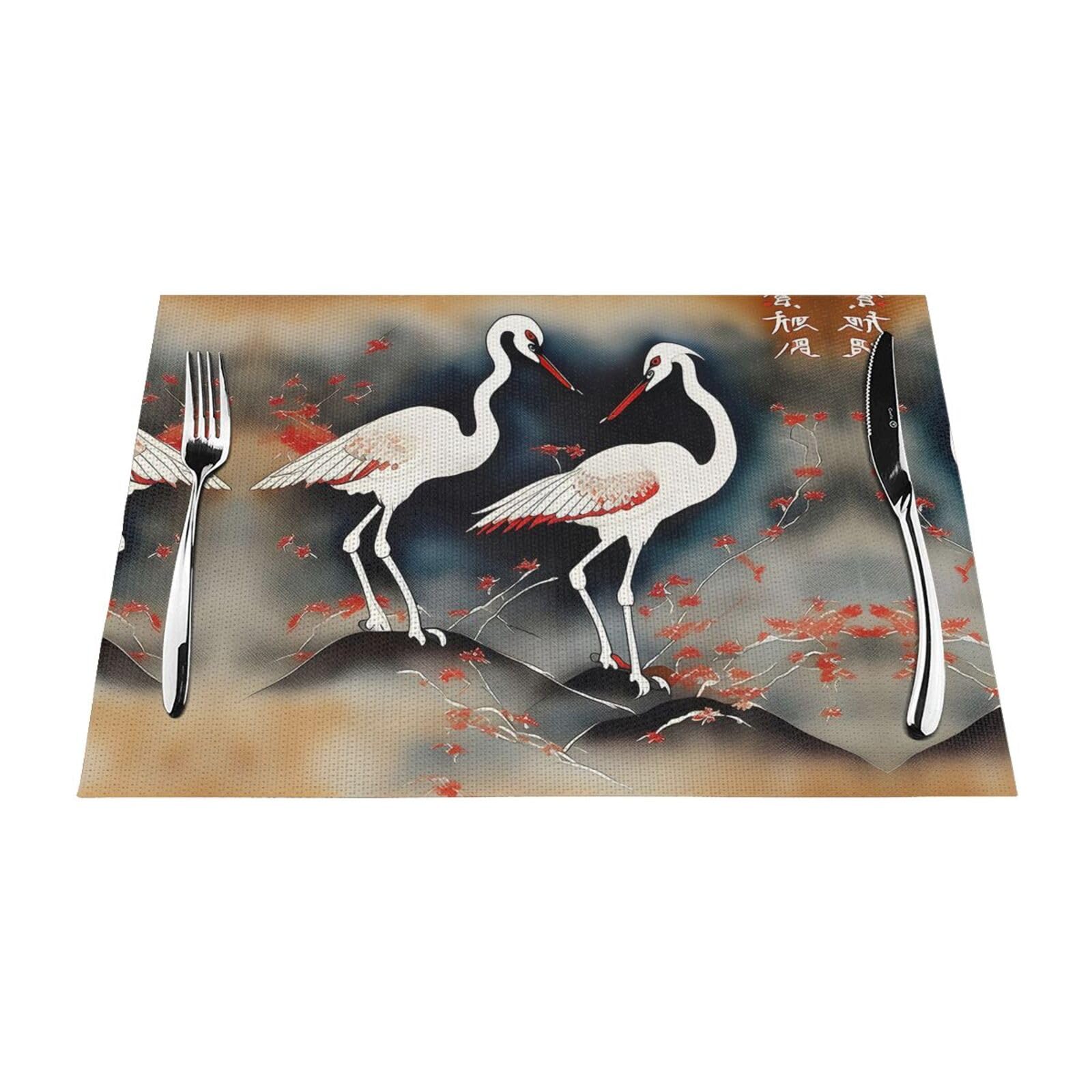Sets de table décoration cuisine motif grues japonaises pour repas en famille