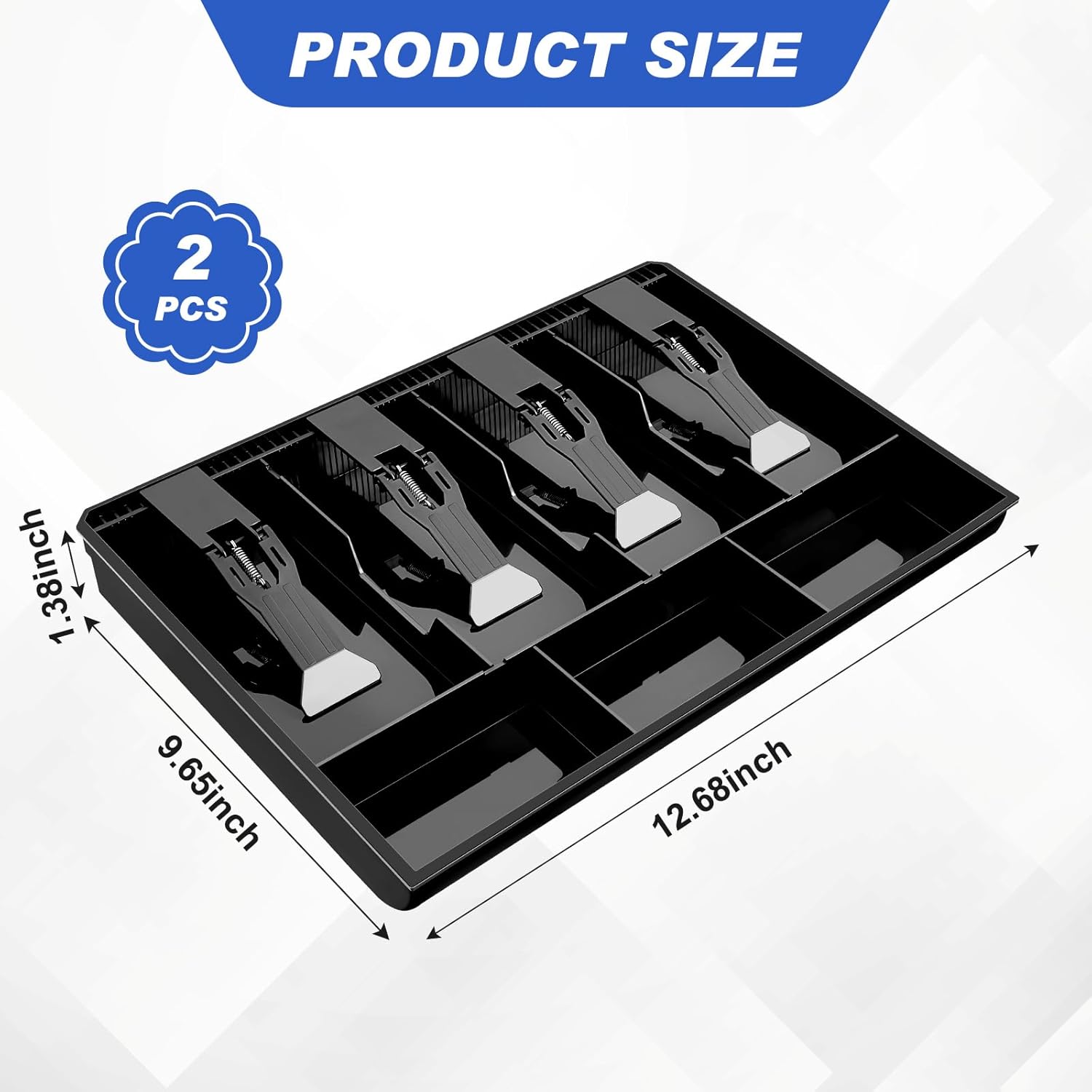 Hoteam 2 Pcs Cash Drawer Cash Drawer Tray Cash Tray Money Tray Cash Register Drawer Insert Tray with Plastic Clip, for Money Coin Storage(4 Bills 3 Coins)
