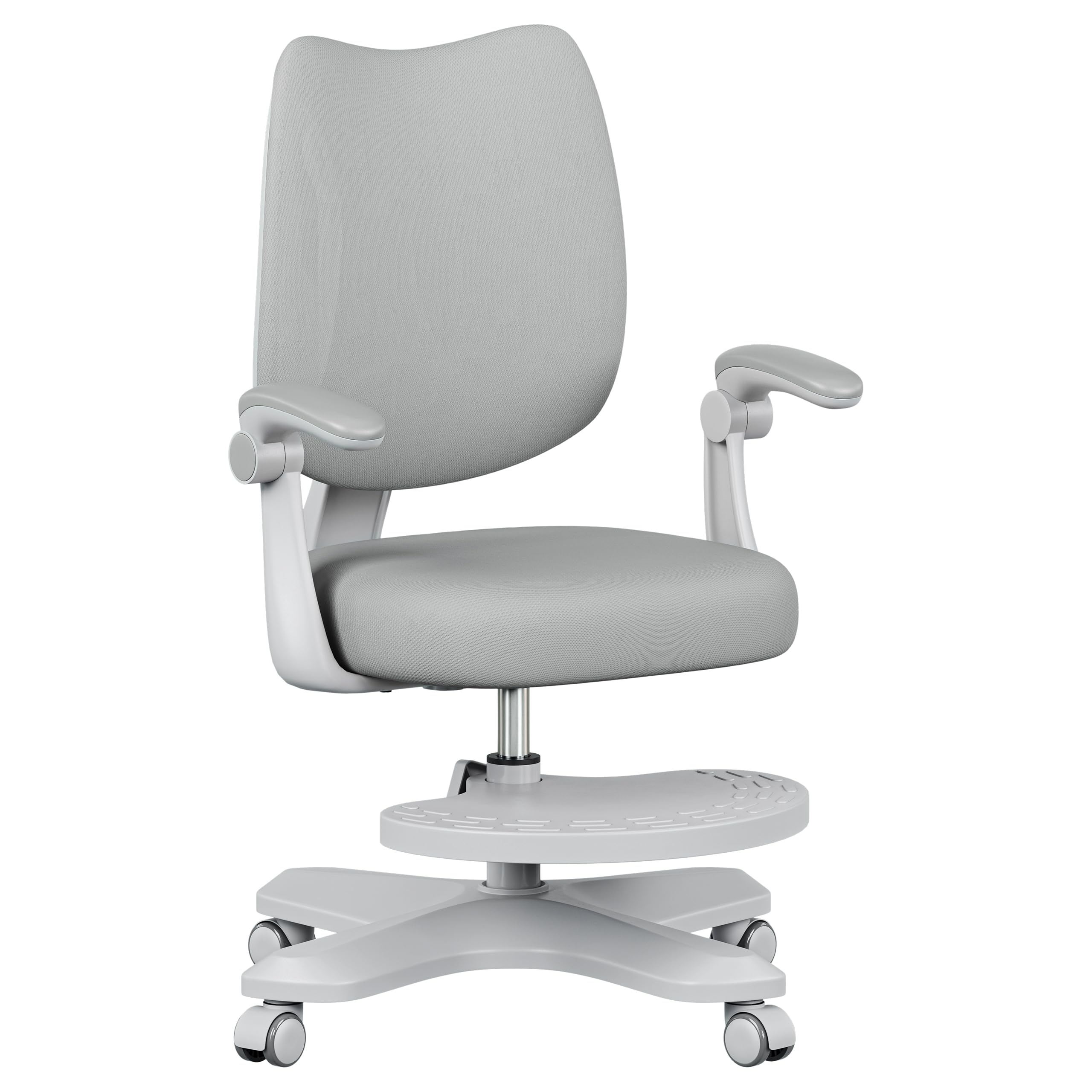 MARK ADLER Junior 4.6 Sedia ergonomica per bambini da scrivania girevole - altezza regolabile - schienale regolabile - rotazione a 360° - braccioli pieghevoli - ruote di gravità - poggiapiedi – Grigio