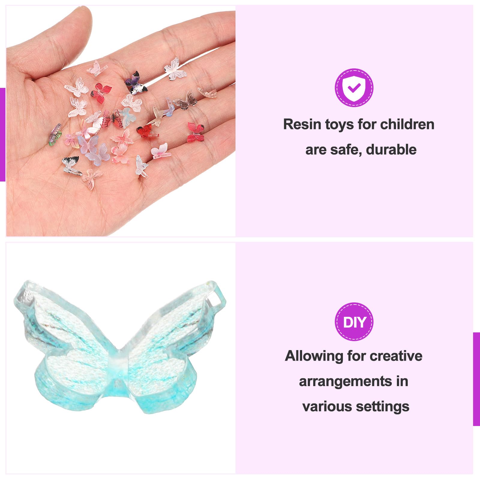 CoCud Mini Resin Butterflies, 8mm Length, Resin Miniature Dollhouse Accessories Clear Blue - Image 4