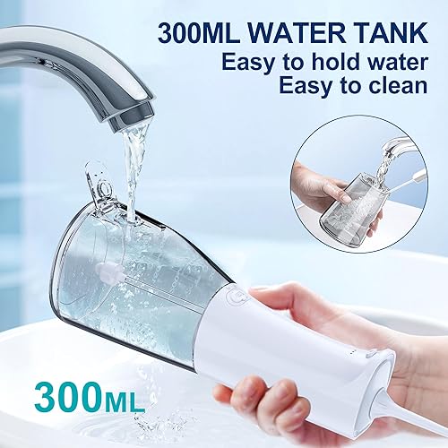 Miniatura 5 de Irrigador dental de agua inalámbrico MOCEL 5 modos de irrigador oral 300ML portátil y USB C cable recargable IPX7 impermeable hilo dental Pick