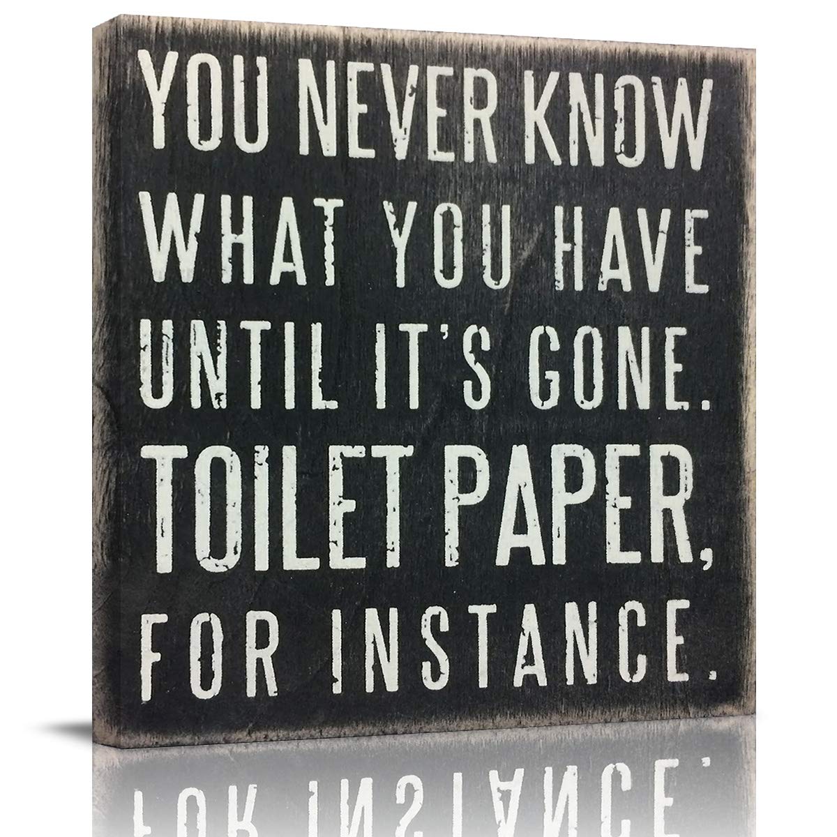 Chucoco Square Oil Painting Pictures Print On Canvas- Classic Box Sign, You Never Know What You Have Until It's Gone-Black and White Artwork Ready to Hang, Living Room Kitchen Bedroom Decor 12x12in