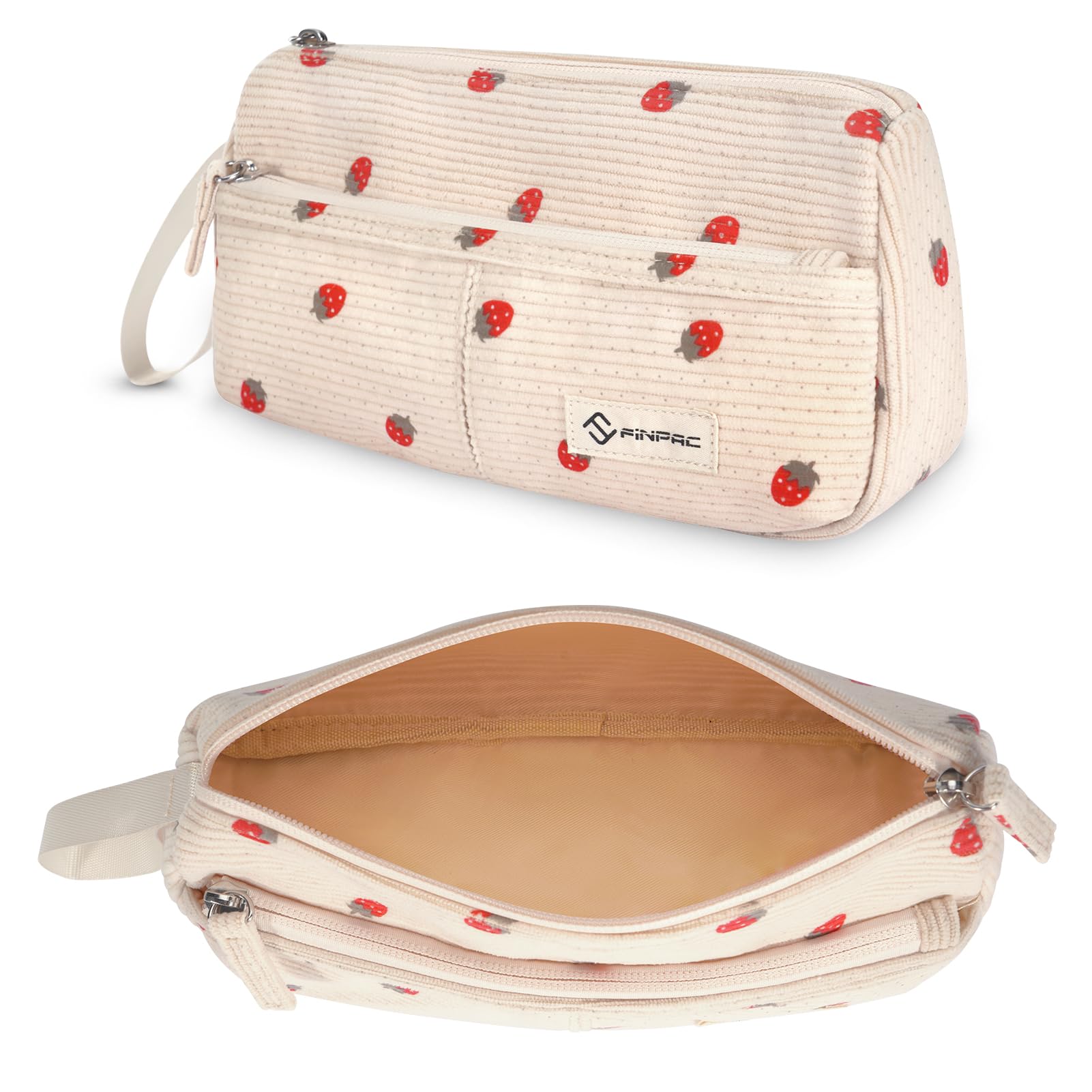 FINPAC Pencil Case, Corduroy Triangle Makeup Bag Kawaii Pen Bag Pouch