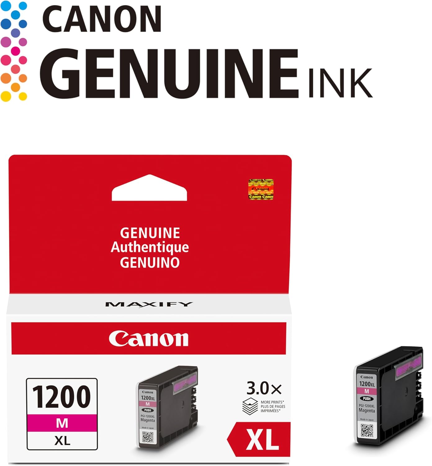 Canon PGI-1200XL Genuine Magenta Ink Tank, Compatible with MB2120, MB2720, B2020, MB2320 (Optional) Printers