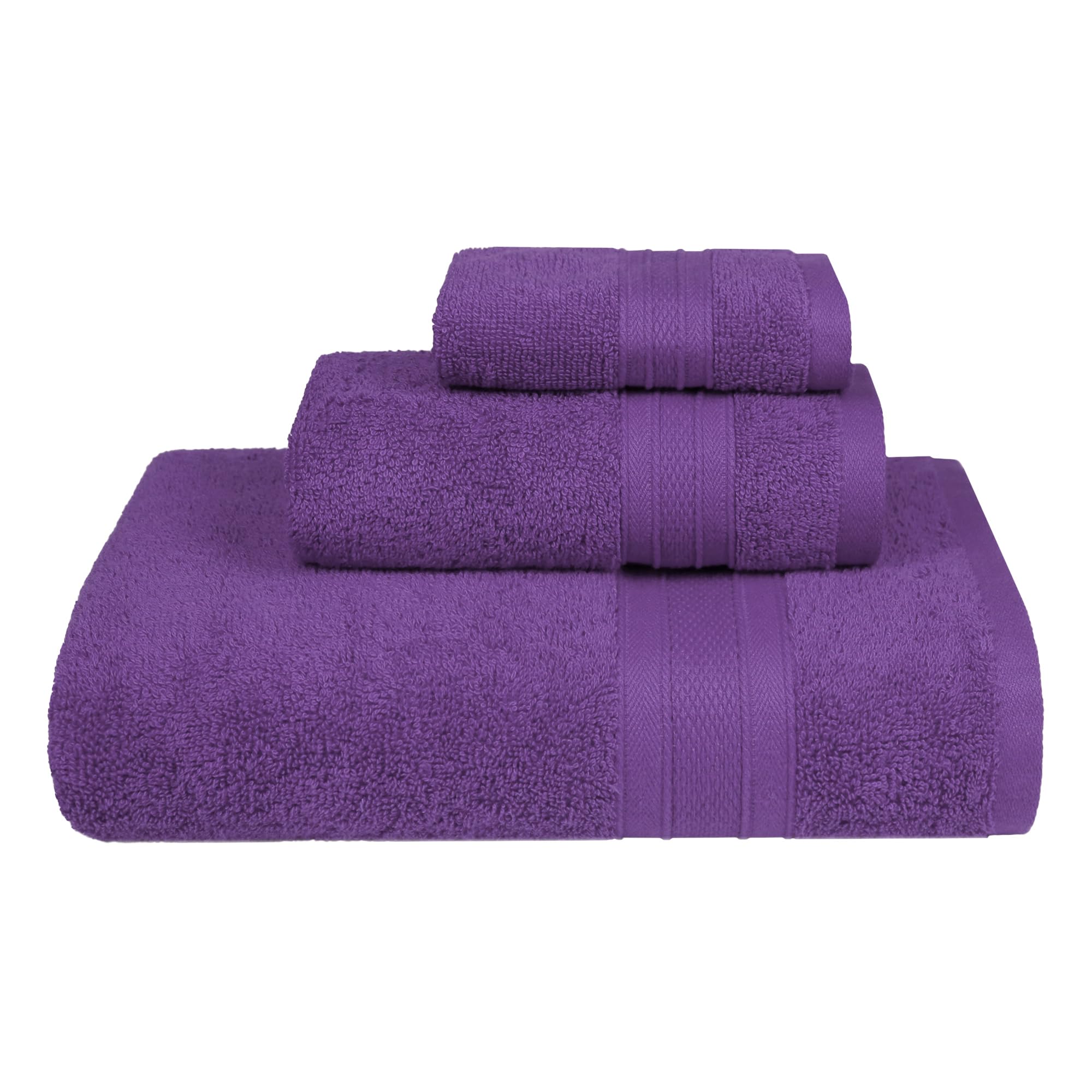 Trident Soft Comfort Air Rich Towels for Bath, 100% Cotton Towel, Super Soft, Highly Absorbent, 3 Pieces Towel Set, 500 GSM - Plum