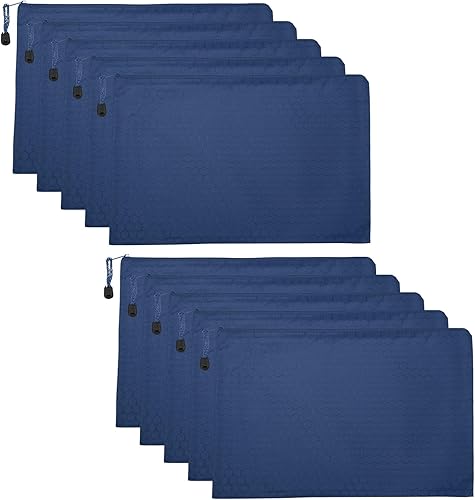 Miniatura 7 de PATIKIL Bolsas impermeables con cremallera, paquete de 10 soportes para documentos A6, estuche para lápices para oficina, color negro