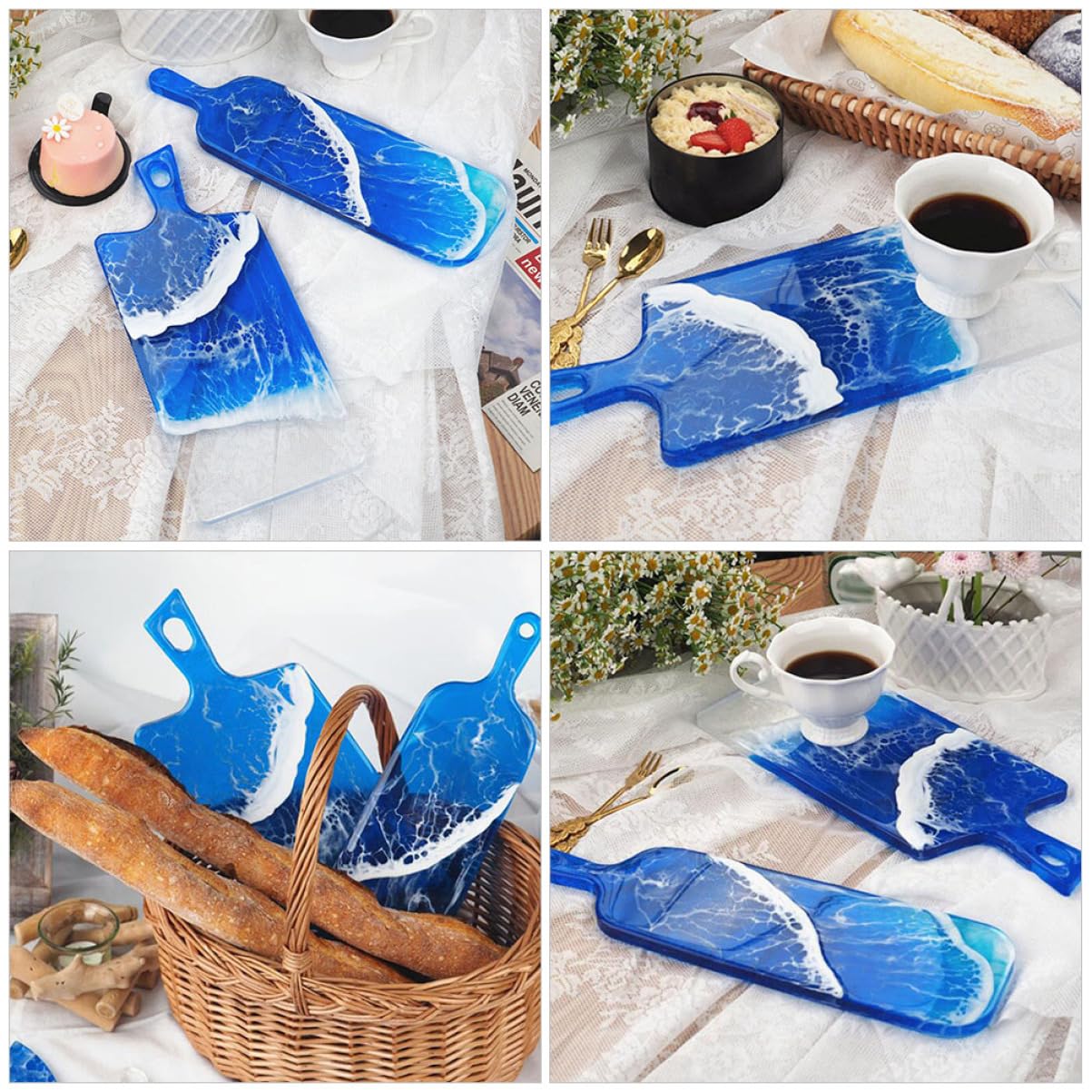 4 Sätze Basteltablett Silikonformen Diy Schmucktablett-form Silikon Für Schmucktablett Obst-serviertablett- Für Serviertabletts Würfel Silikon Gießen 2 Stück * 4