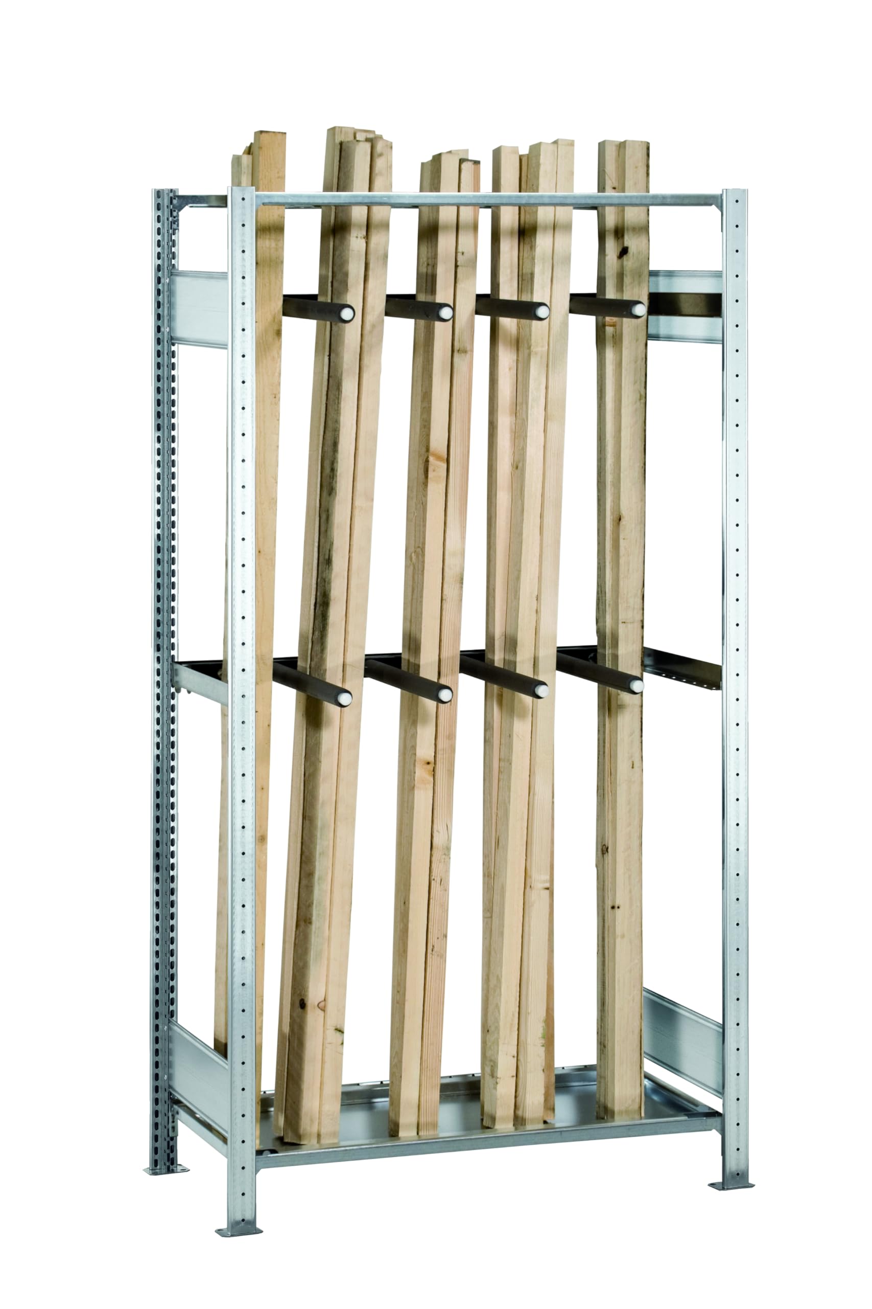SCHULTE Lagertechnik Grundregal, Langgutregal MULTIplus150 | 2000 x 1000 x 500 mm (HxBxT), verzinkt, 1 Fachboden, mit 2 Stück Universalsätzen mit je 4 Unterteilungsrohren 400 mm (HxBxT)