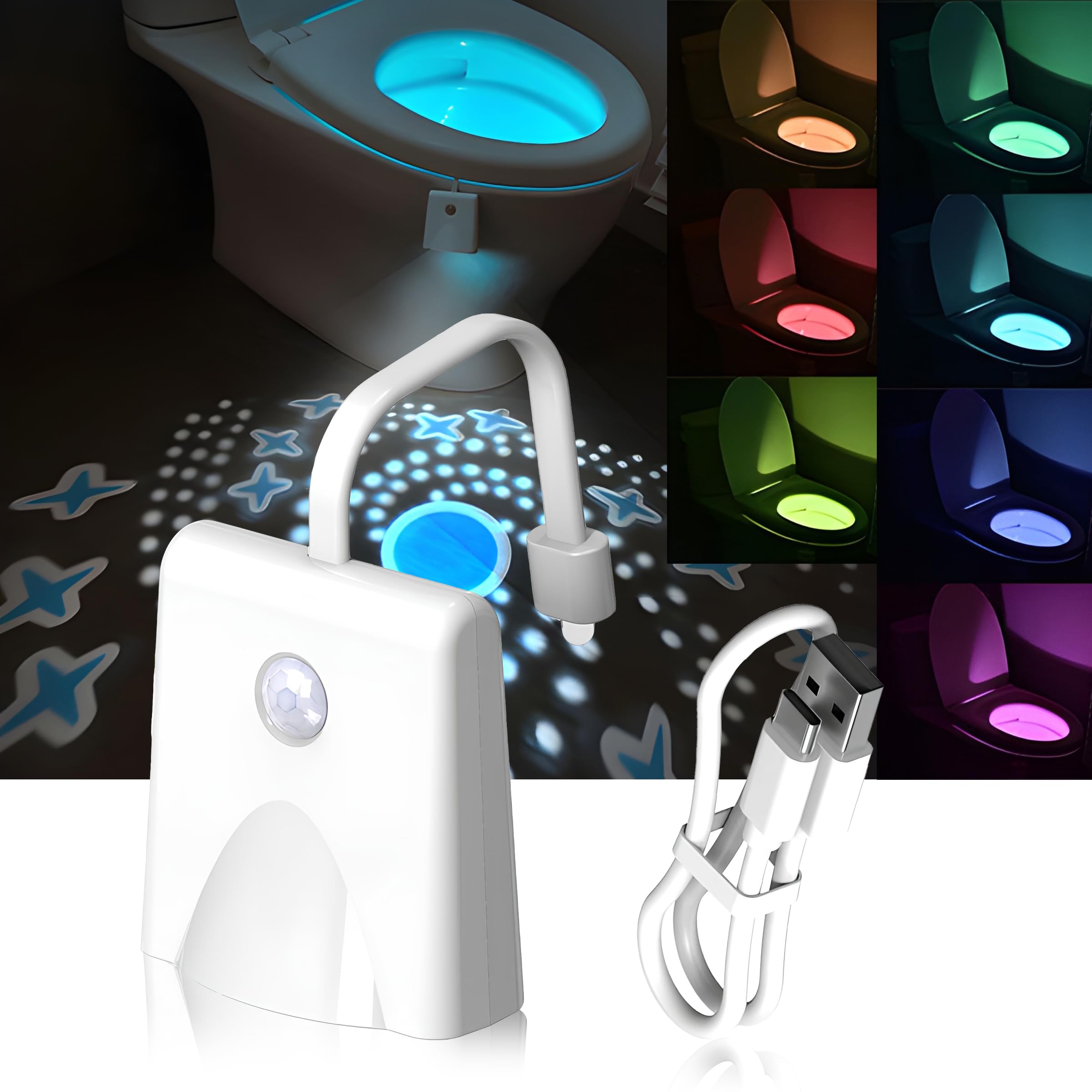 WC LED-Nachtlicht Mit Bewegungsmelder – 16 Farben Wechselnd, Batteriebetrieben, Automatisch