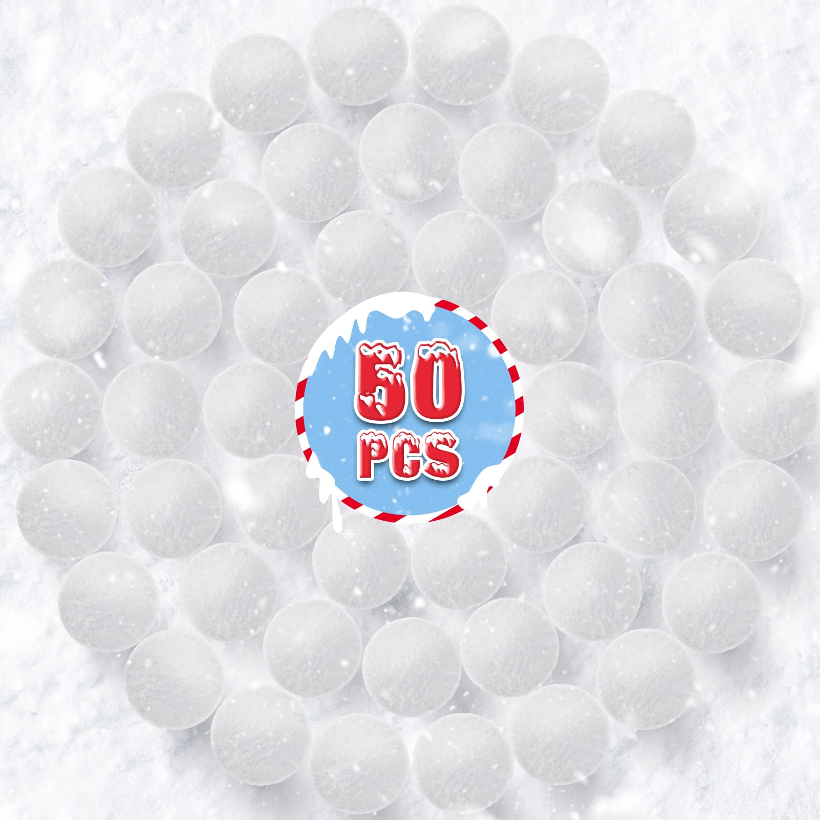 LQYoyz Snowballs Fight Set 50 Pack 2 Inch Indoor Fake Snow Balls for Kids Realistic Artificial Snowballs Toys for Winter Game Christmas Decor Present DIY Kit