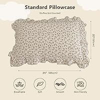 Vista 2 de BuLuTu Funda de almohada de muselina de algodón para niños pequeños, tamaño estándar, lindas flores de camelia, súper suave, funda de almohada
