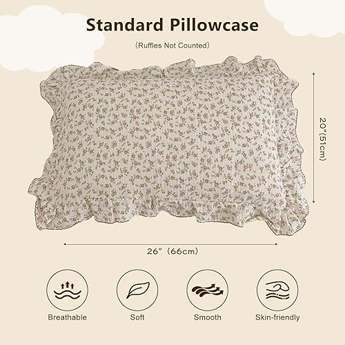 Miniatura 2 de BuLuTu Funda de almohada de muselina de algodón para niños pequeños, tamaño estándar, lindas flores de camelia, súper suave, funda de almohada de