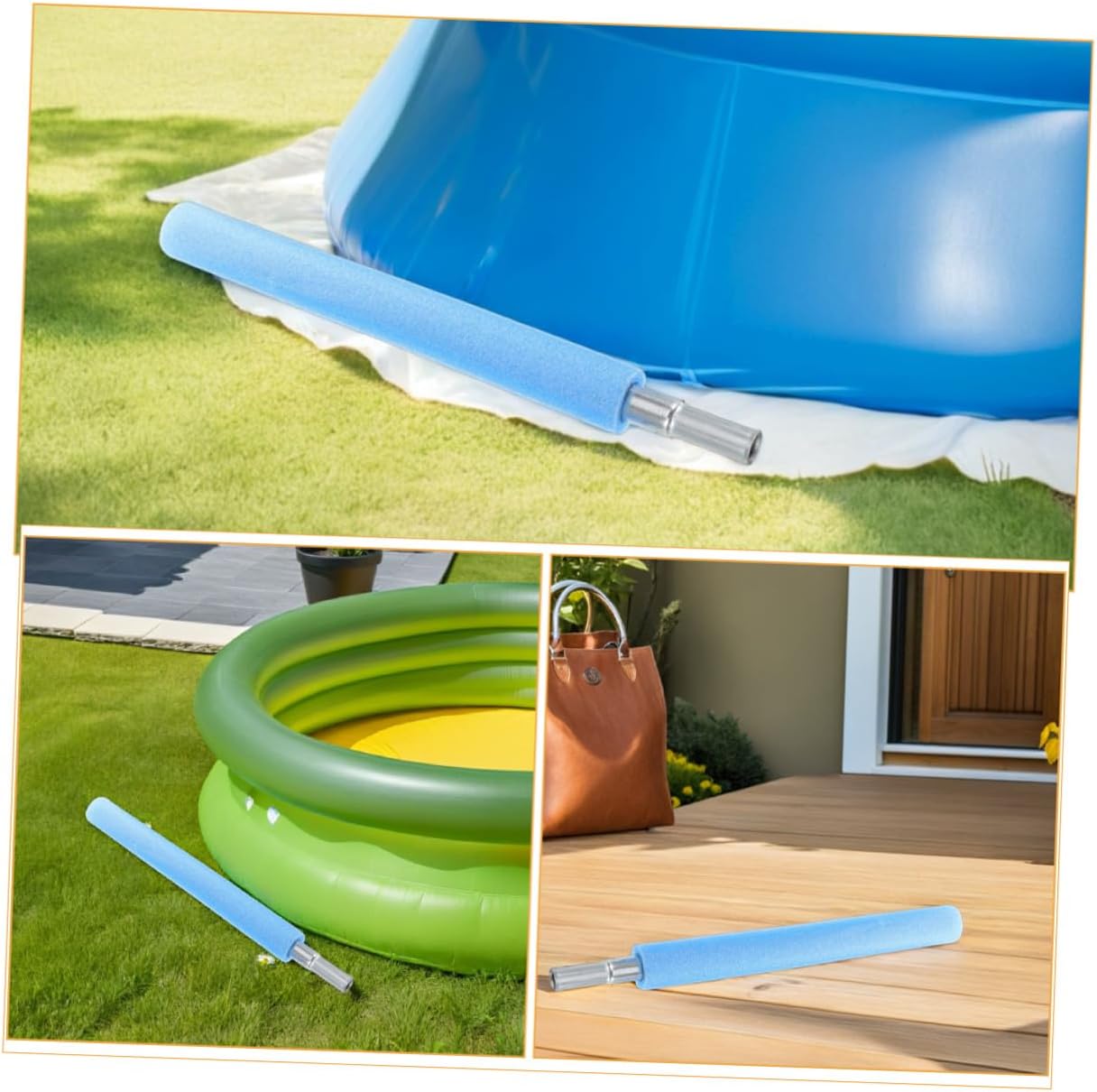 Veemoon 8pcs Padded Trampoline Poles with Foam Sleeves, Anti-Bump Replacement Vertical Bounce Poles and Adults, Universal Protective Trampoline Support Parts for Outdoor Use