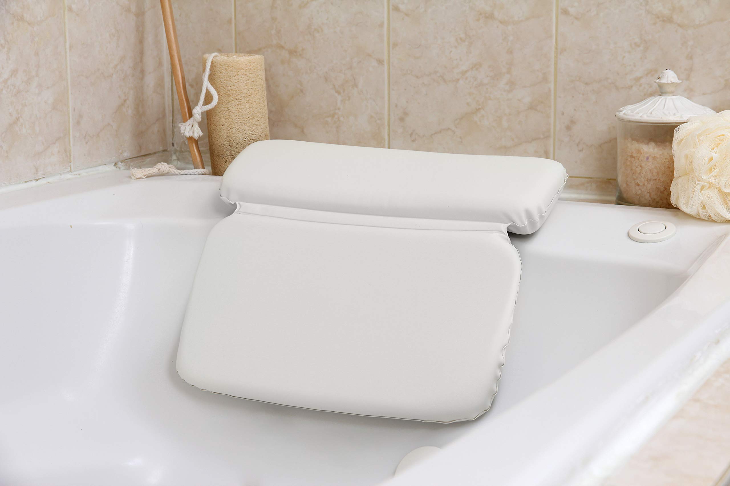 Epica Almohada de baño de spa de lujo 2X gruesa, ventosas SuperGrip (rectangular)