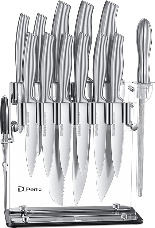 D.Perlla Knife Set, 14 Pieces kitchen Knife Set with Clear
