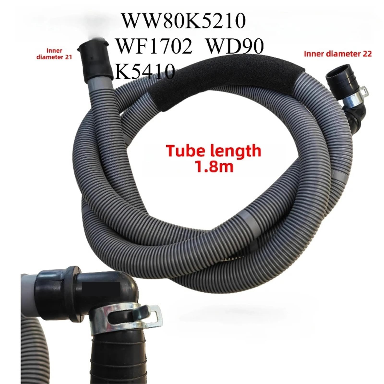 Tubo Di Drenaggio Della Lavatrice,Compatibile Con Samsung WW80K5210 | WF1702 WD90K5410 Automatico