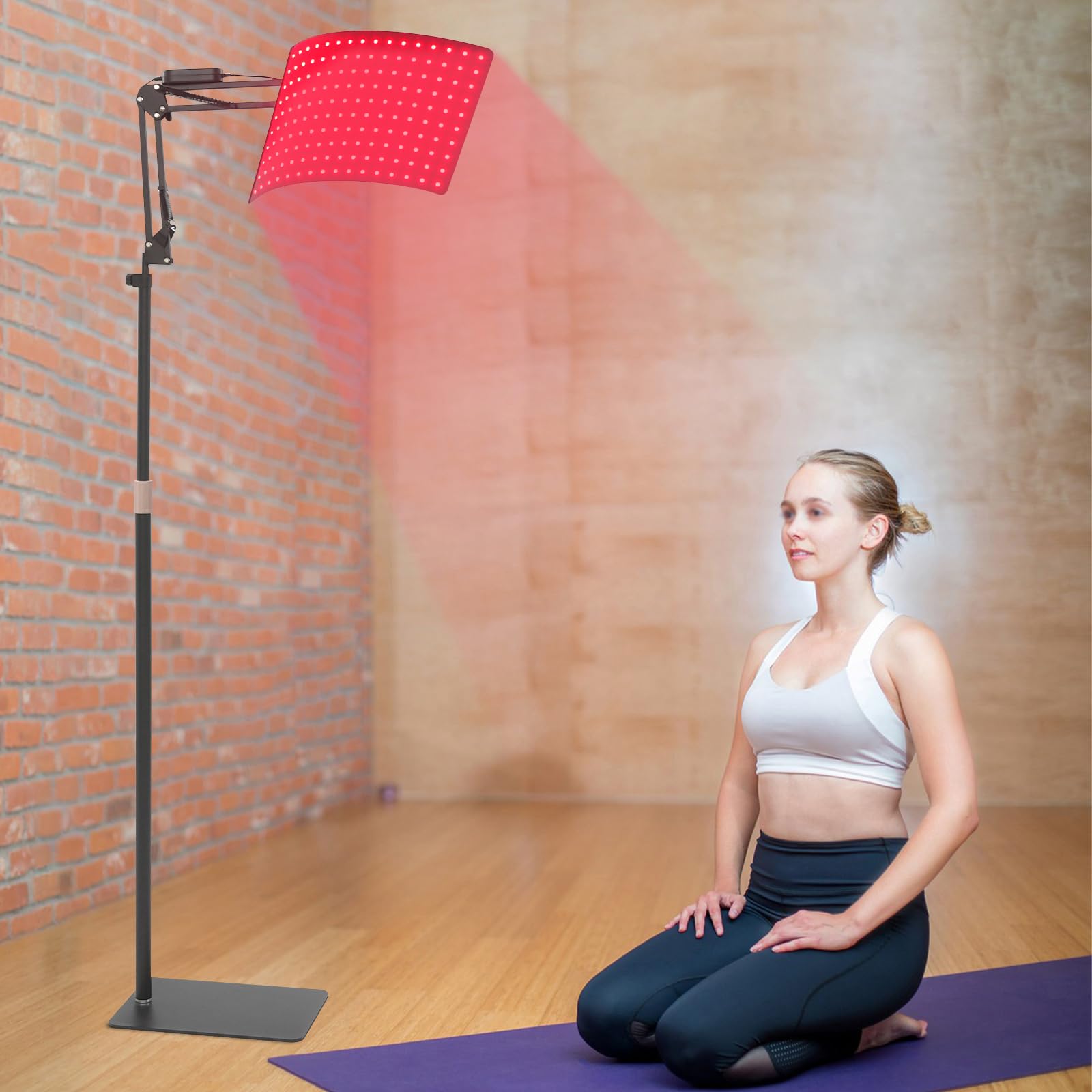 Rotlichtlampe 660nm/850nm mit Ständer und Timer, LED-Infrarotlampe 80W dimmbar, Höhenverstellbar 180cm, Pulsmodus, großes Bestrahlungsfeld für Schmerzlinderung & Hautpflege