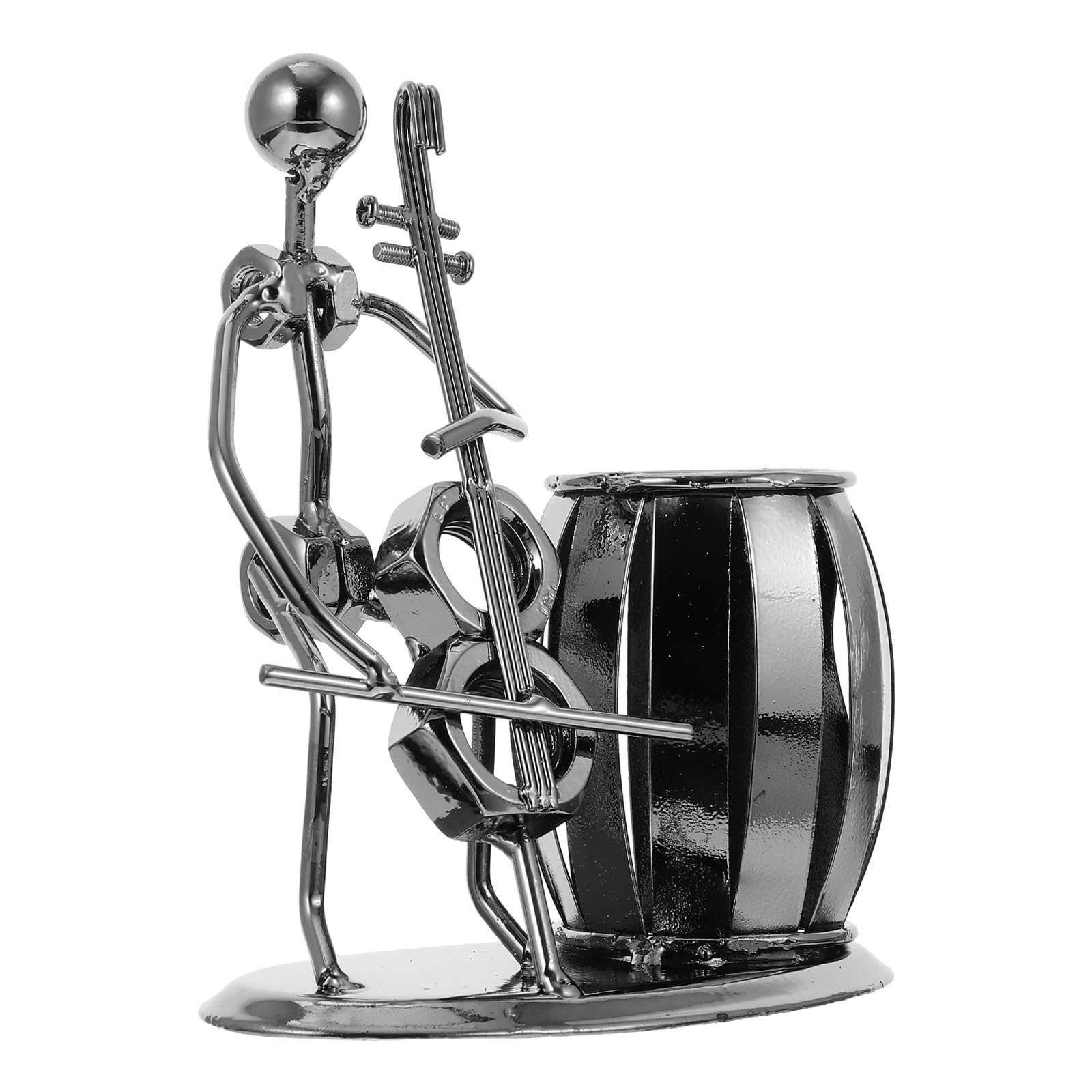 Iron Cello Pencil Holder Metal Pen Container Multipurpose Desk Organizer for Office and School Stationery, Stylish Iron Brush Pot for Desktop Accessories