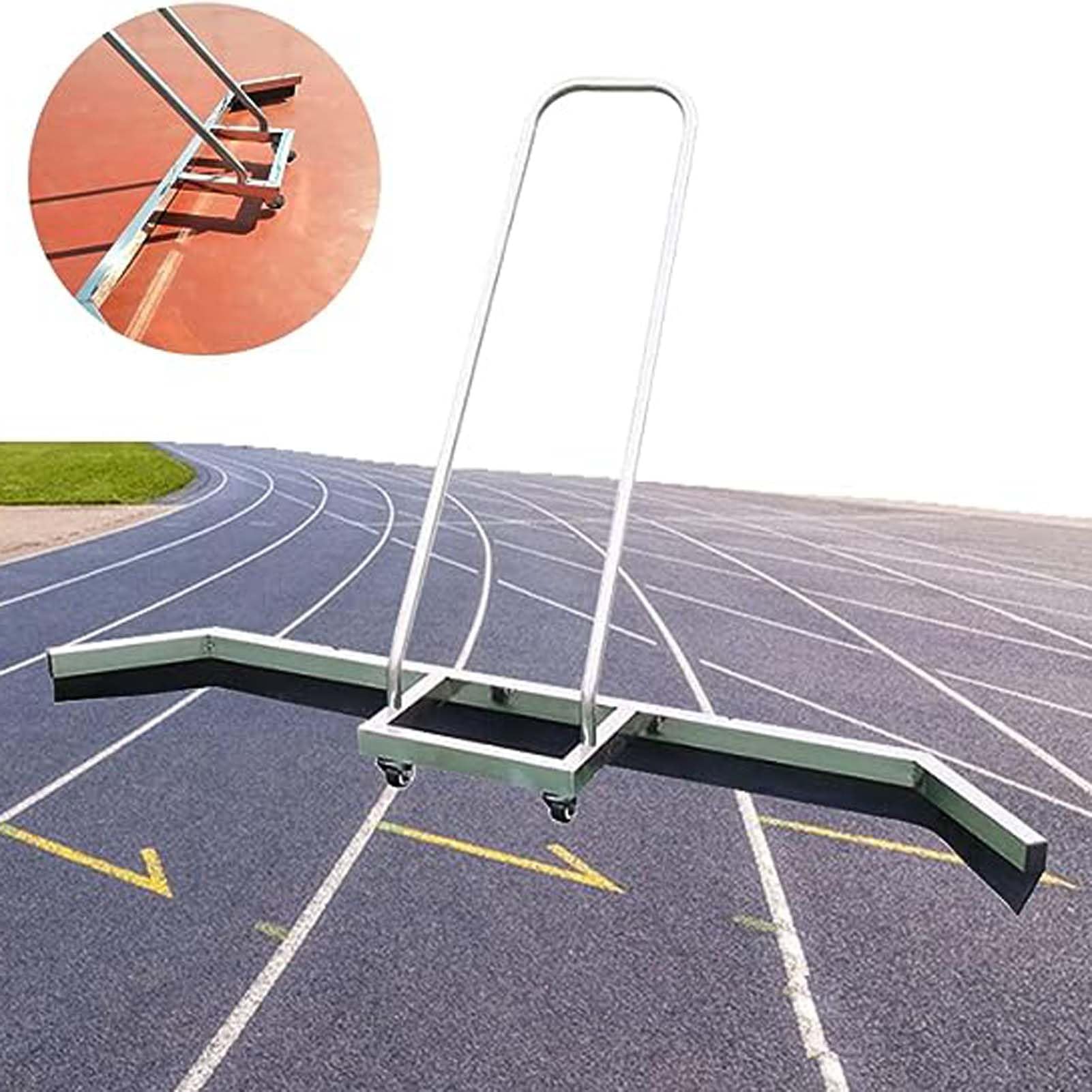 Escoba de goma resistente para cancha de tenis, empujador de agua de piso con tira de goma de repuesto y ruedas, escoba de rocío de acero inoxidable