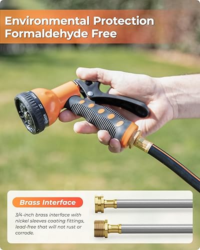Miniatura 6 de Ayleid Carrete de manguera de jardín retráctil, 58 pulgadas x 100 pies, carrete de manguera montado en la pared, con boquilla rociadora de 9